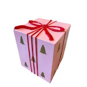 34th & Pine Pink Christmas Present Red Bow Outdoor Safe Holiday Decor New
